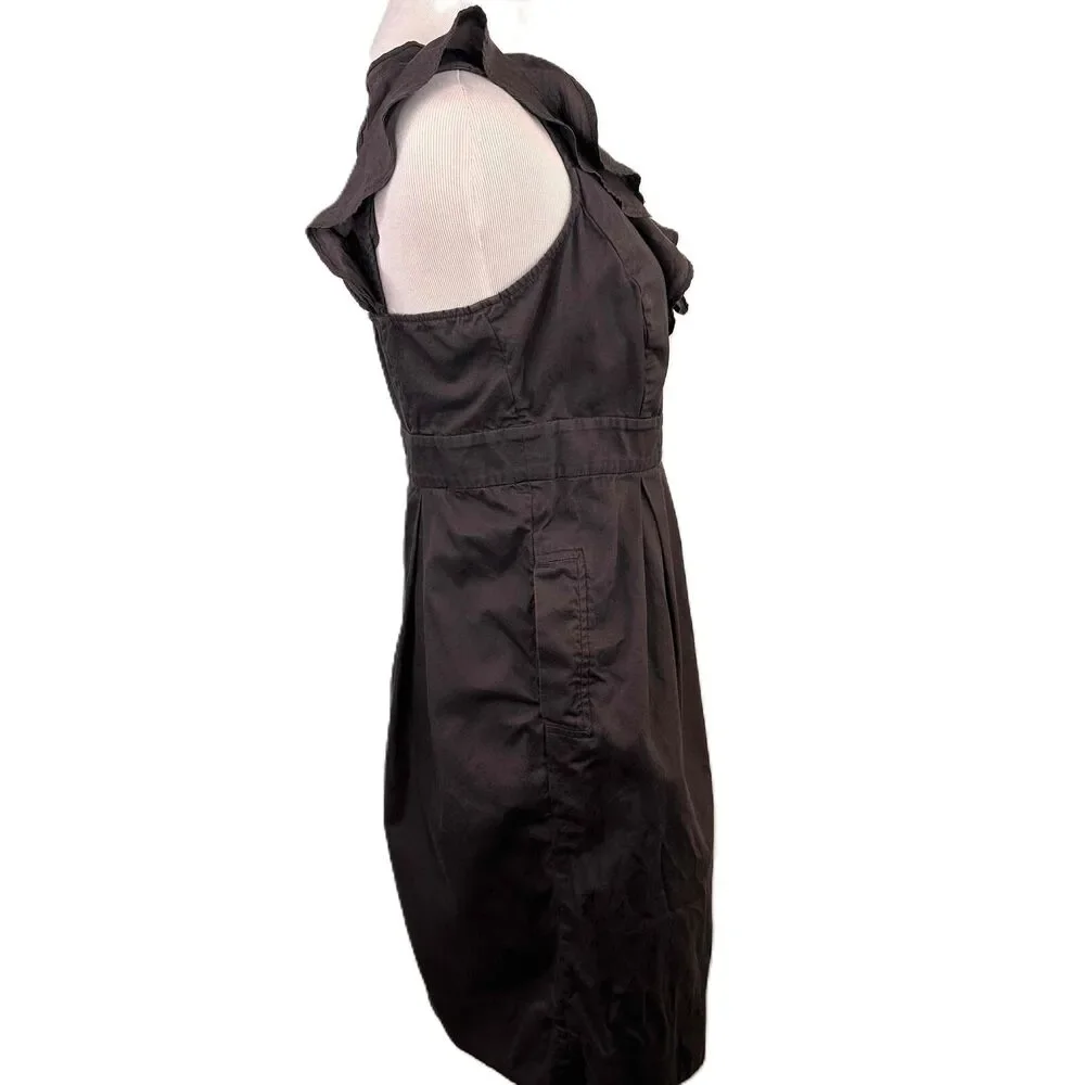 Moulinette Soeurs Brown Ruffle Trim Sleeveless Dress Size 6